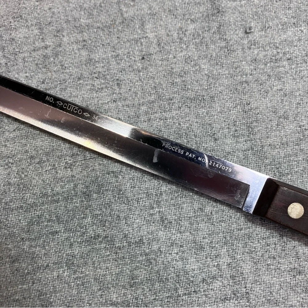 Vintage CUTCO 34 Model No. 2147079 Slicing Knife Kitchen Wood Brown Handle USA